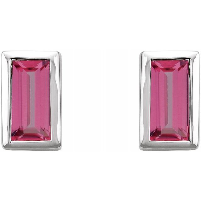 Pink Tourmaline Petite Bezel Earrings