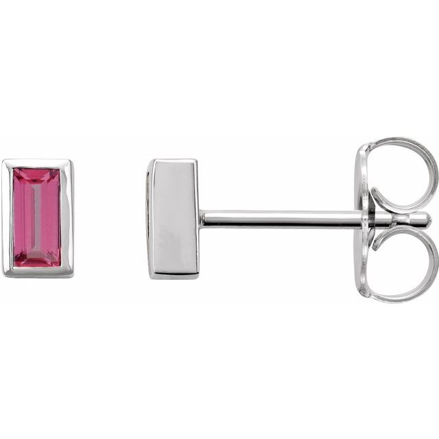 Pink Tourmaline Petite Bezel Earrings