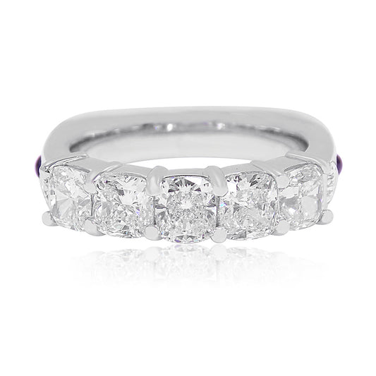 Custom 5 Diamond Band with Amethyst