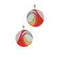 Circular disk earrings with pink, red, and orange swirls.