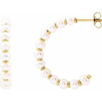 Pearl Front Hoop Earrings