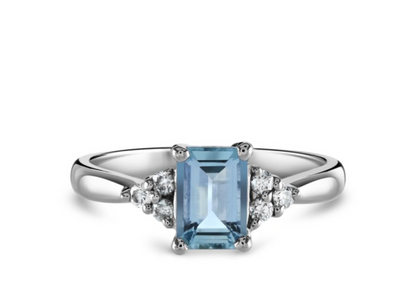 Aquamarine Diamond Accent Ring