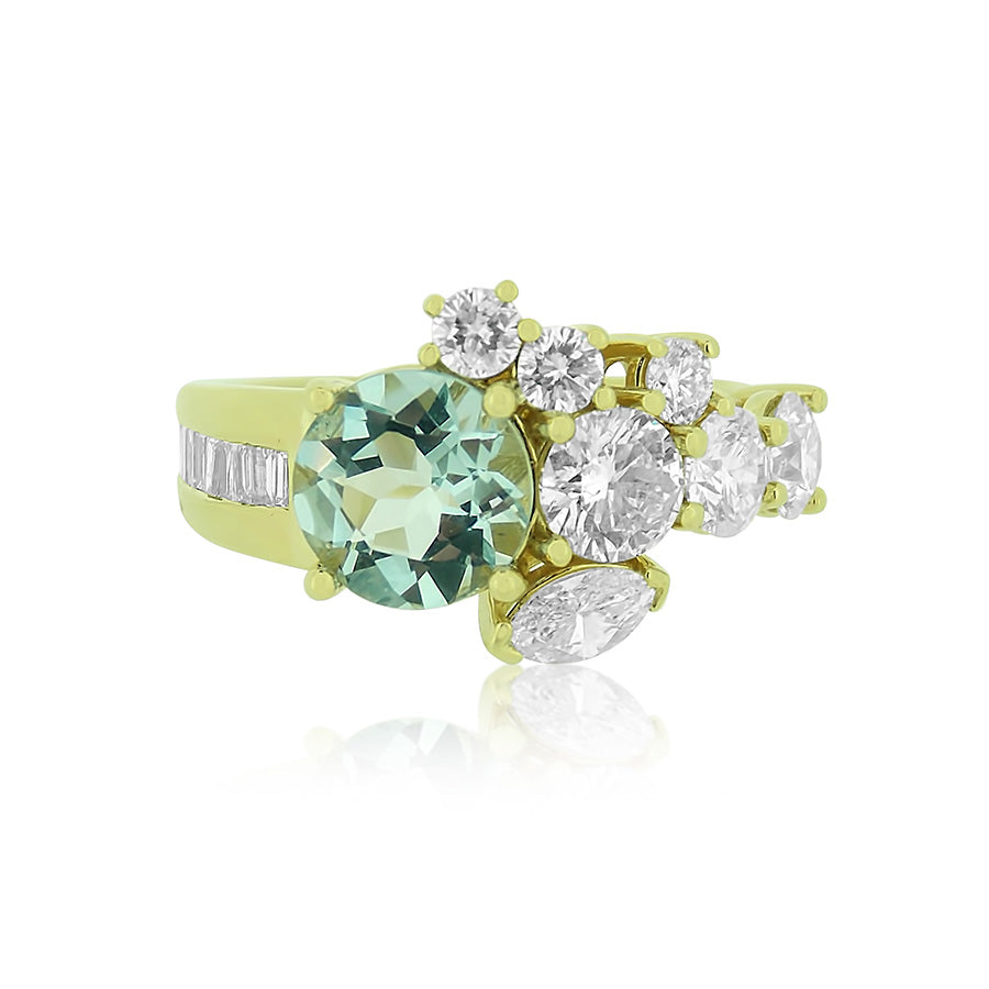 Custom Aquamarine Diamond Ring