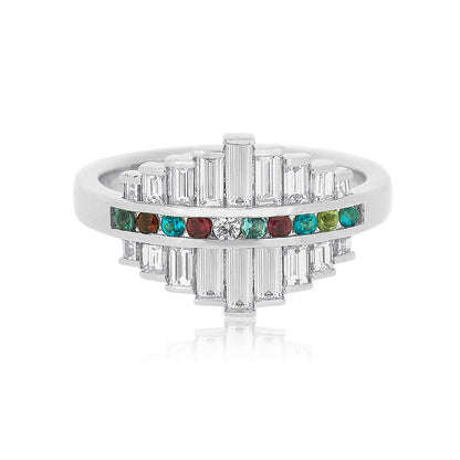 Custom Art Deco Mothers Birthstone Ring