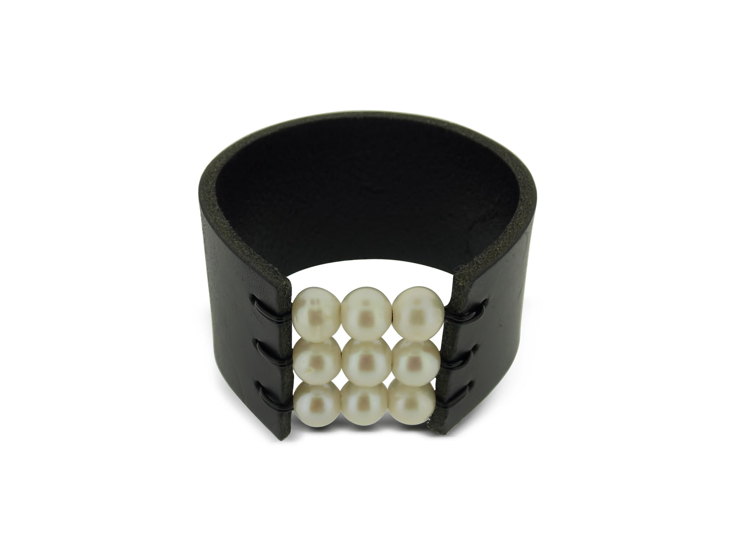Leather and Pearl Cuff