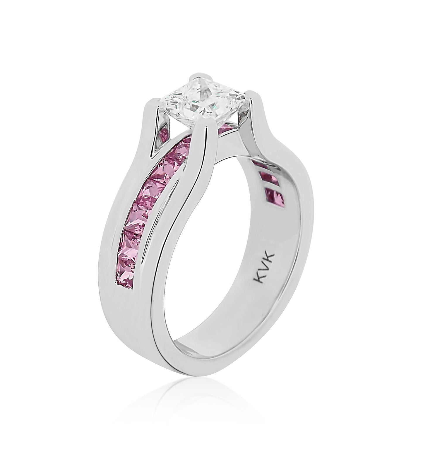 Custom Engagement Ring with Pink Sapphires