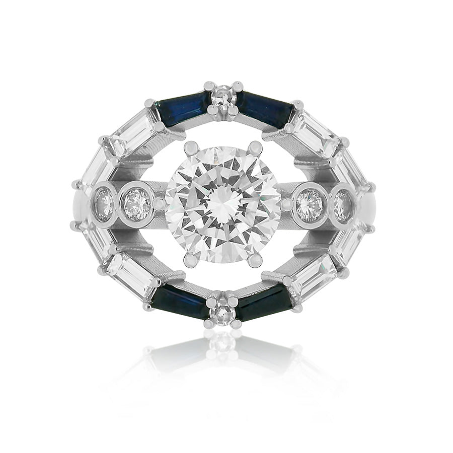 Custom Round Diamond Open Concept Ring