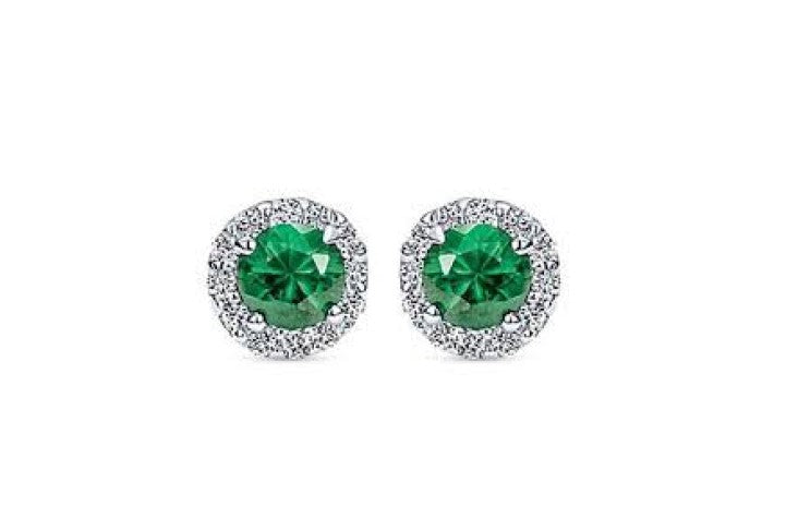 Emerald Diamond Halo Earrings