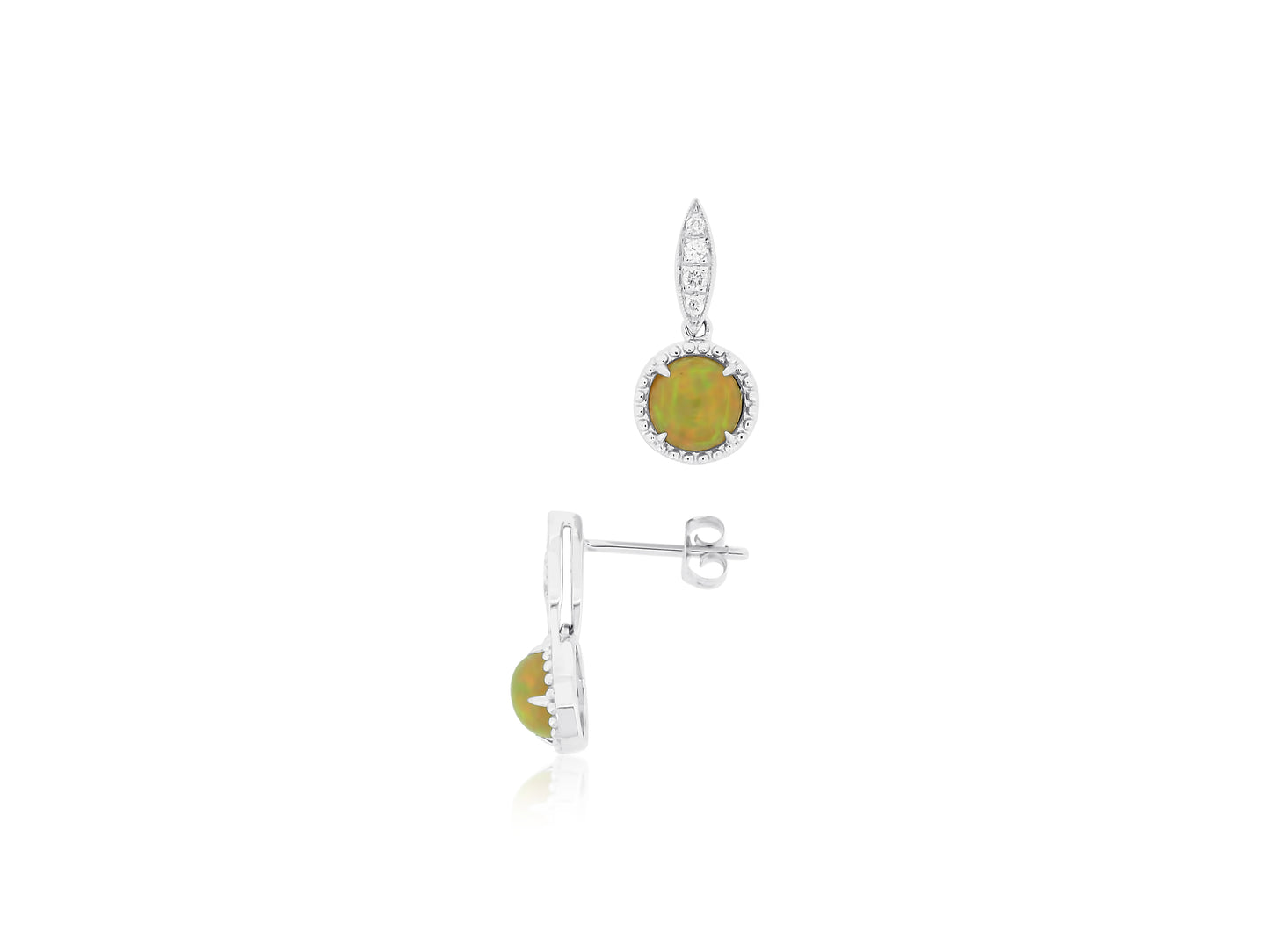 Opal Gold Diamond Earrings