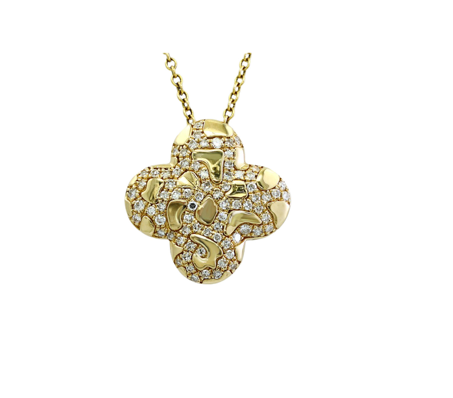 Gold and Diamond Abstract Clover Pendant