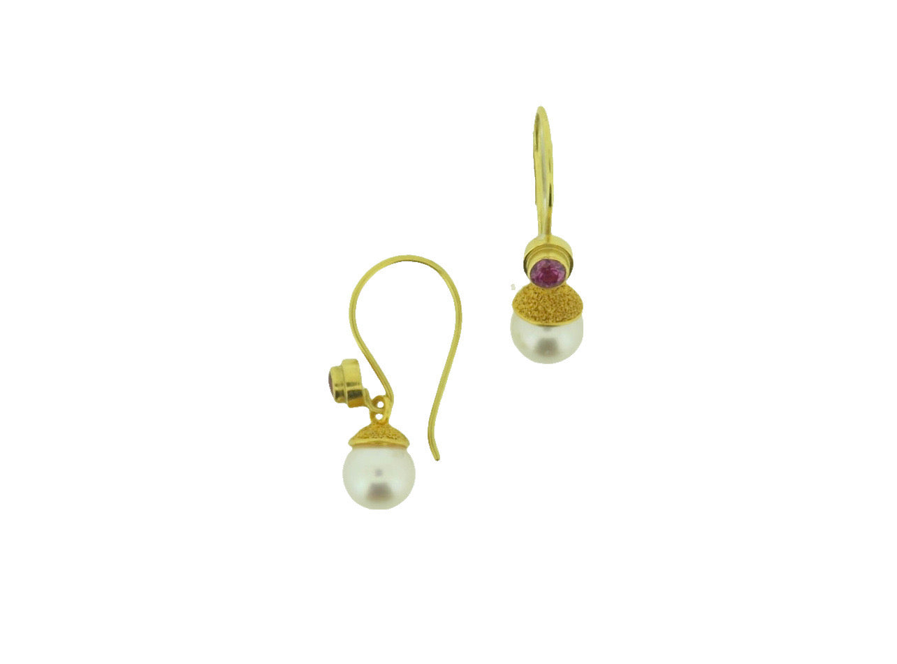 Akoya Pearl Sapphire Gold Earrings