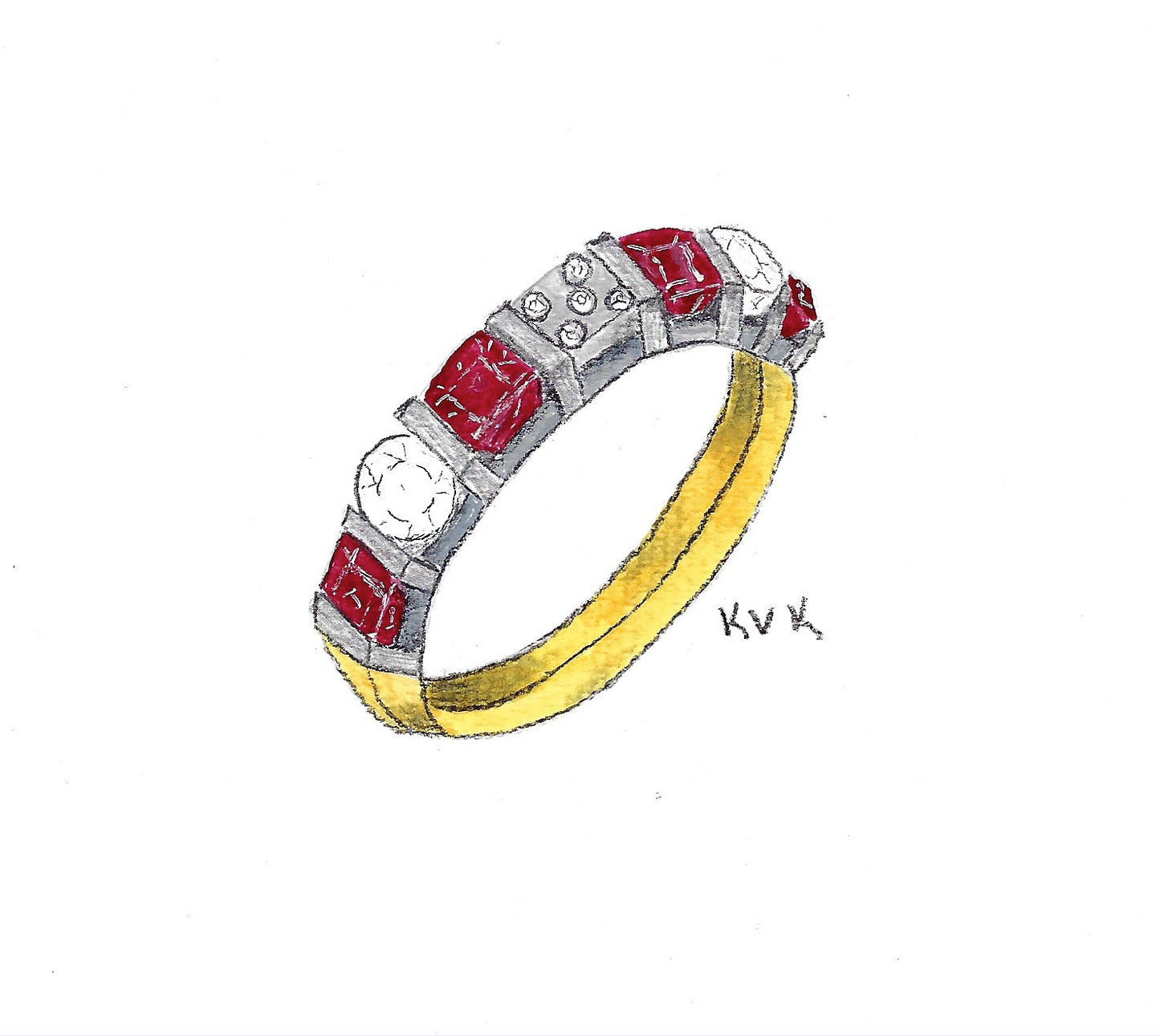 Custom Together Forever Ruby and Diamond Ring