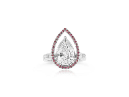 Custom Pear Diamond and Pink Diamond Halo Ring