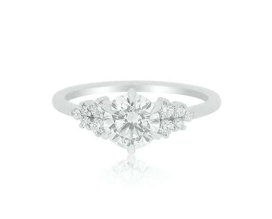 Custom Round Diamond Tri Accent Engagement Ring