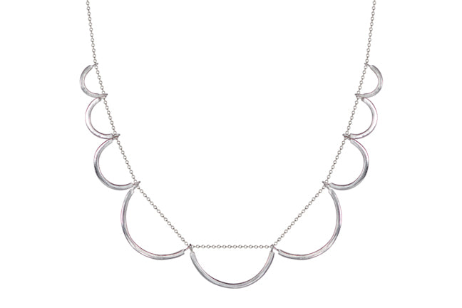 Large Graduated Curve Silver Necklace