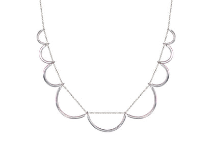 Large Graduated Curve Silver Necklace