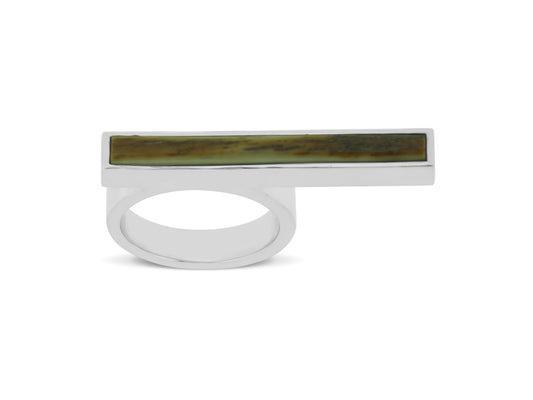 Fossilized Woolly Mammoth Ivory Bar Ring