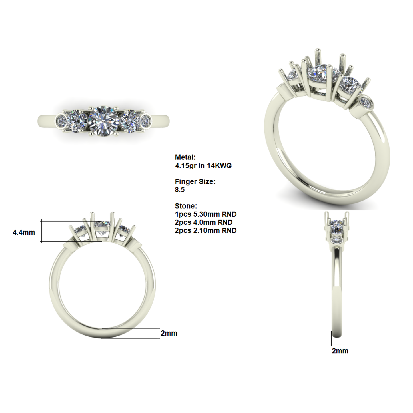 Narrow Bezel and Prong Set Ring