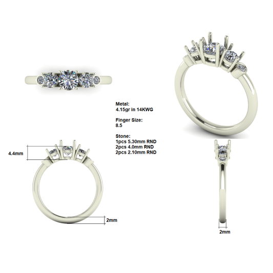 Narrow Bezel and Prong Set Ring