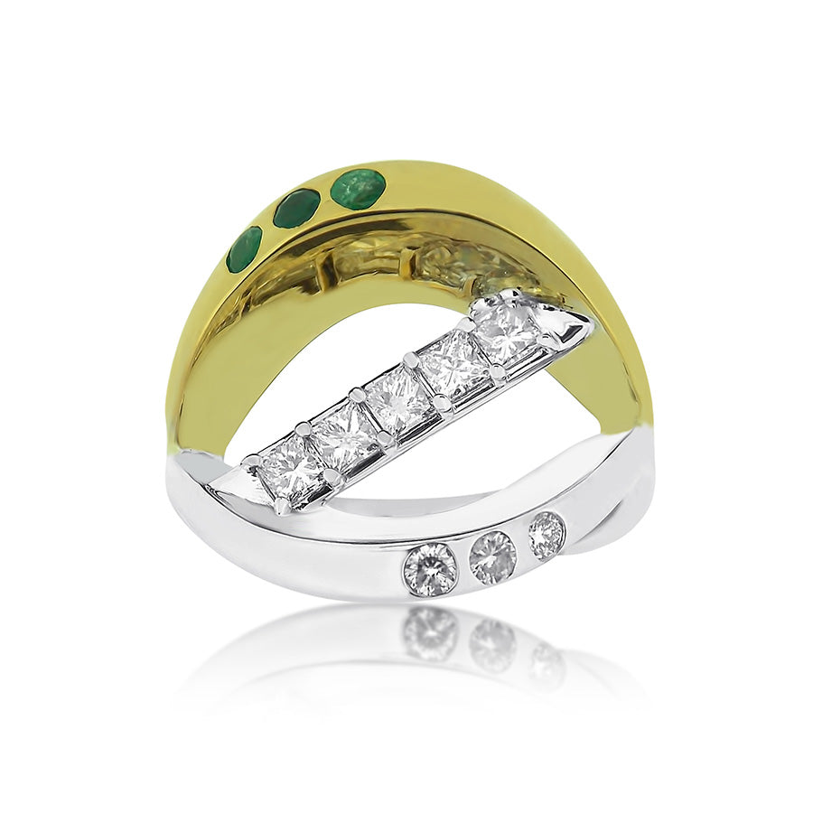 Open Space Emerald & Diamond Custom Ring