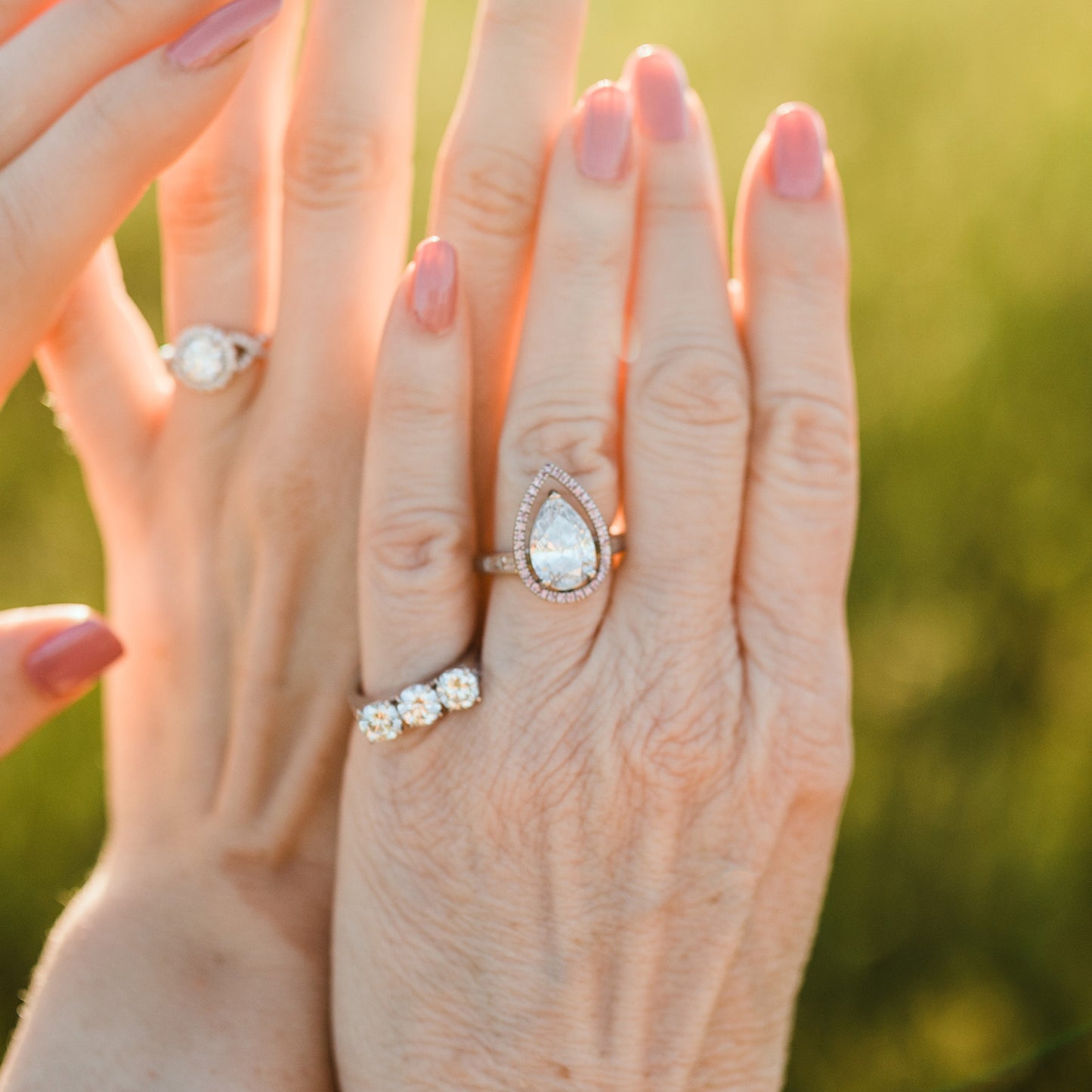 Custom Pear Diamond and Pink Diamond Halo Ring