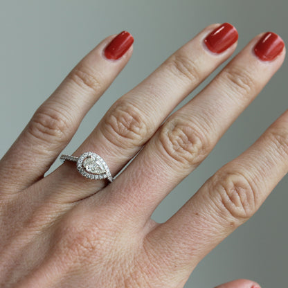 Pear Diamond Horizontal Halo Ring