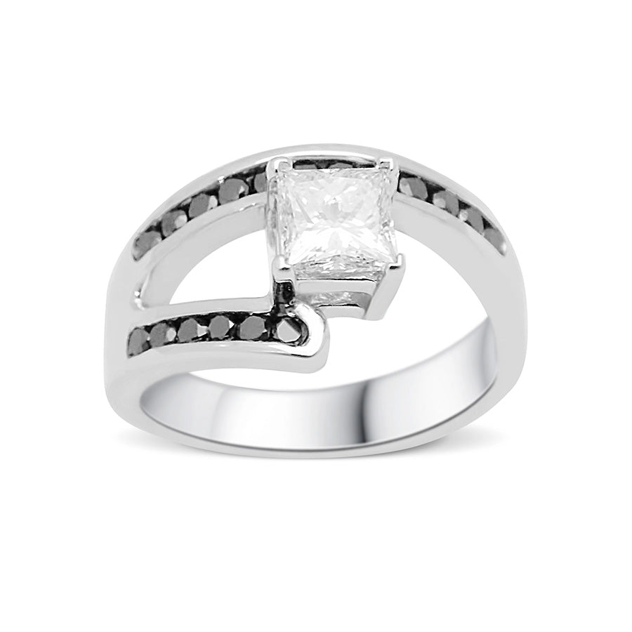 Custom Princess Cut Black Diamond Engagement Ring