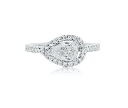 Pear Diamond Horizontal Halo Ring