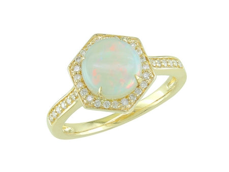 Opal and Diamond Gold Ring