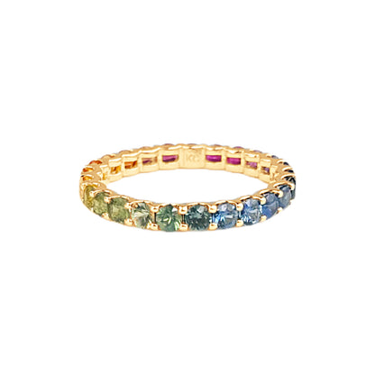 Rainbow Sapphire Eternity Band