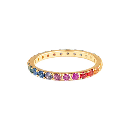 Rainbow Sapphire Eternity Band