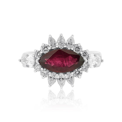 Custom Ruby Marquise Diamond Halo Custom Ring