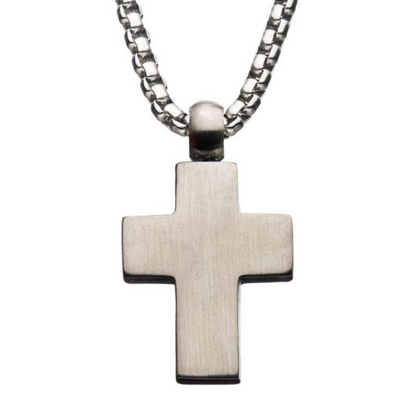 Mens Hammered Stainless Steel Cross