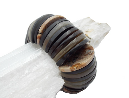 Petrified Wood & Buffalo Horn Bracelet