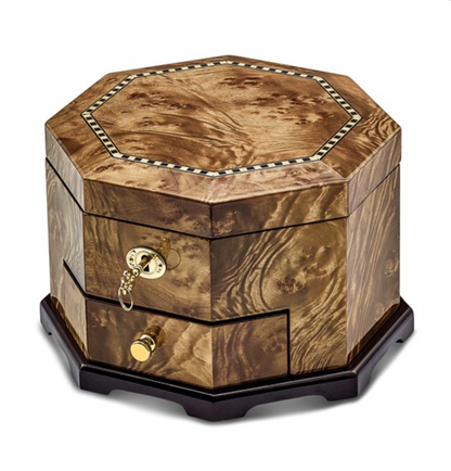 Rustic Burlwood Octagonal Jewelry Box