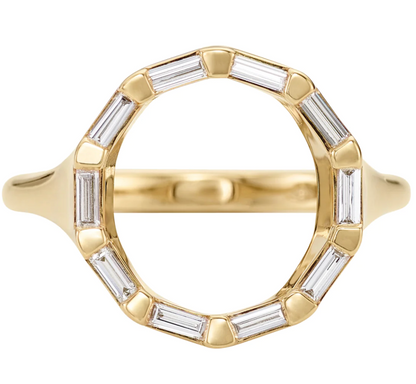 Baguette Diamond and Gold Circle Statement Ring