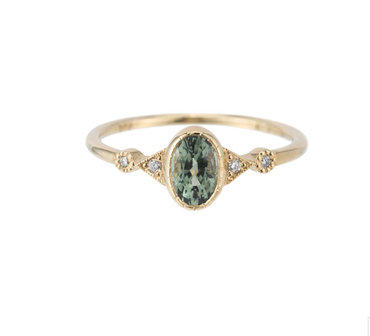Green Sapphire Duo Deco Ring