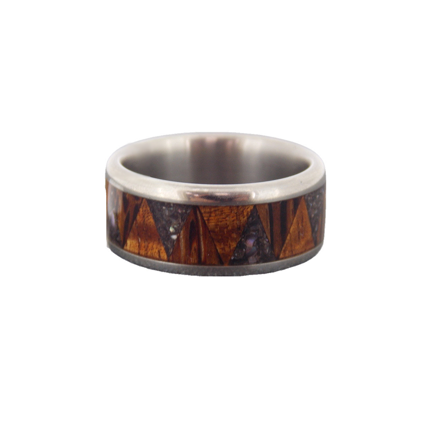 Wood Pearl Inlay Titanium Band