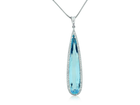 Aquamarine Diamond Drop Pendant