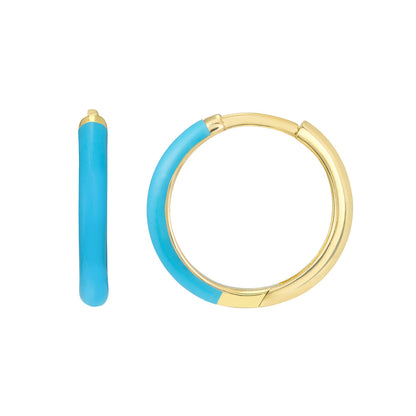 Blue Enamel Hoop Earrings