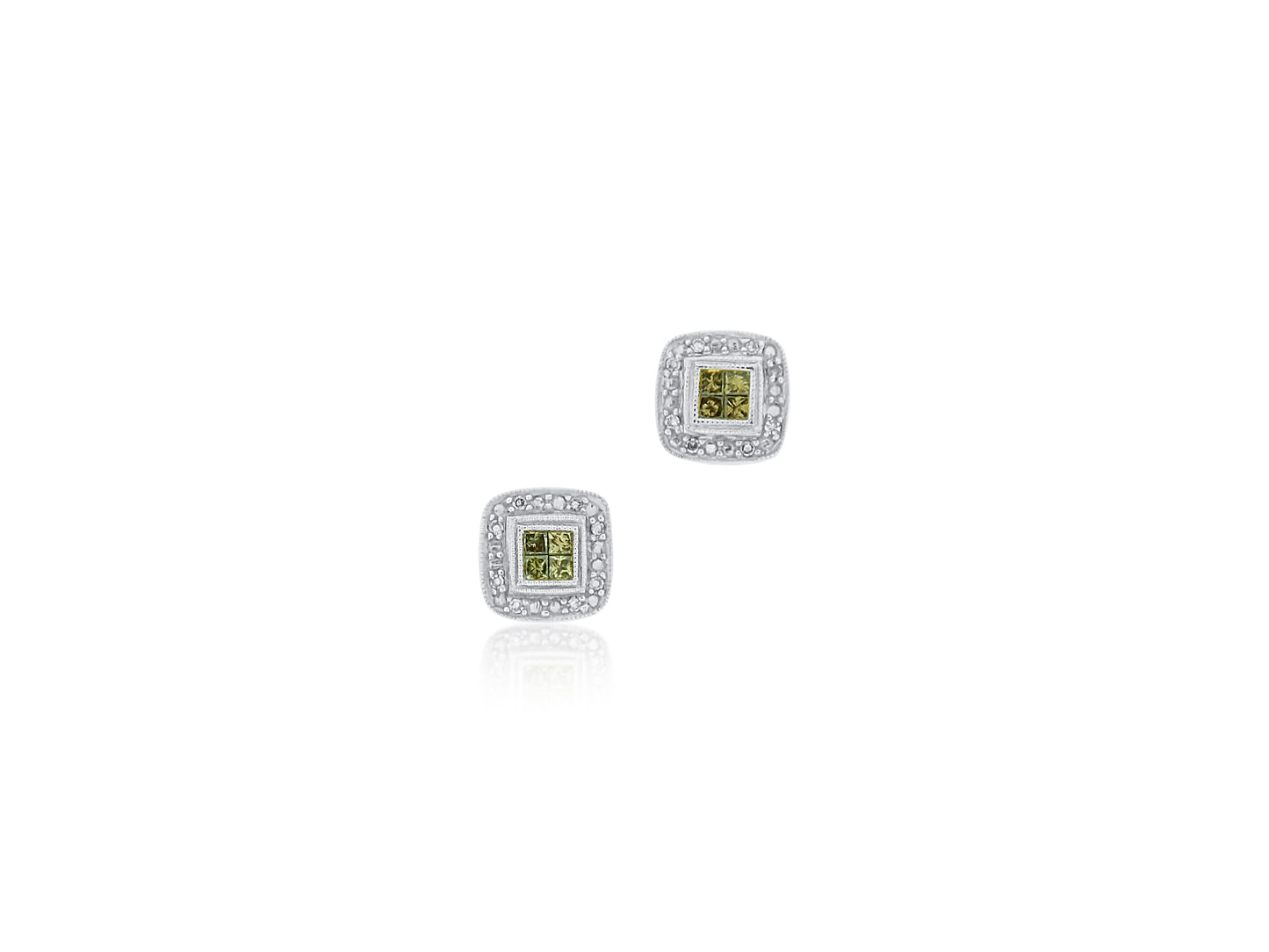 Champagne Diamond Square Cluster Earrings