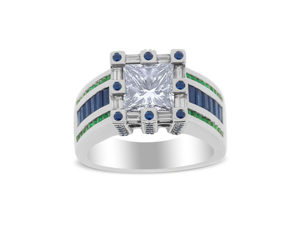 Diamond, Sapphire and Emerald Wow Ring