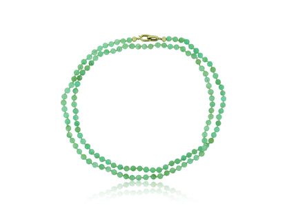 Chrysoprase Gold Long Necklace