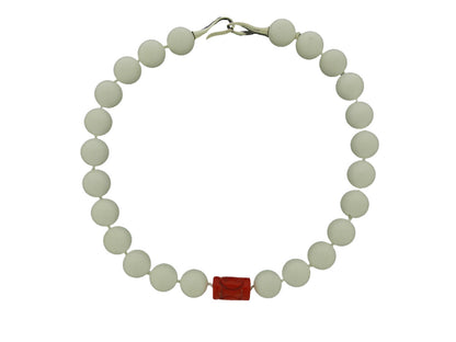 White Agate Cinnabar Necklace