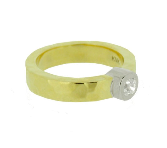 Hammered 18kt Gold & Diamond Ring