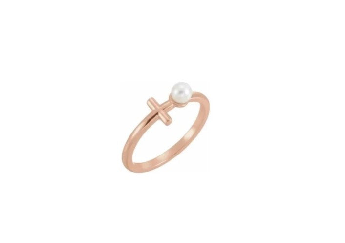 Rose Gold Cross with Pearl
