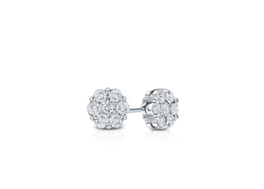 White Diamond Cluster Earrings