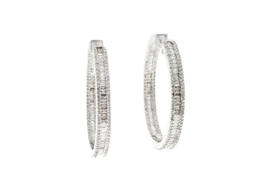 Baguette Diamond Hoops