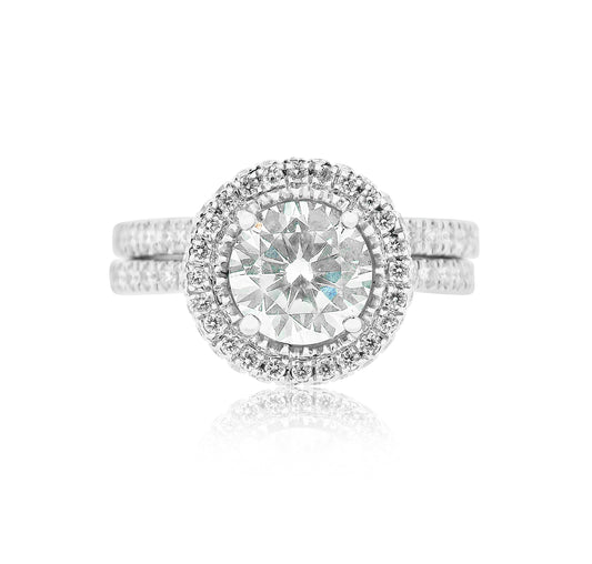 Halo Engagement Semi Mount Ring with Diamond Band