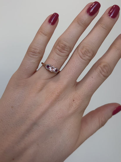 Morganite, Tourmaline Ring with Diamond Accent